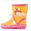 yellow and pink print kitty picture new style rubber water shoes for girls