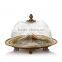 Antique Brass Round Cupcake Tray With Crackle Glass Cover, Ornamental Bronze Casting Dessert Tray holder For Tableware