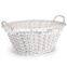 wholesale white or natural color wicker basket with 2 side handles, wicker basket wholesale