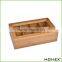 Bamboo Tea Box With Clear Acrylic Lid 8 Compartment Multipurpose Storage