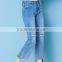 2017 latest jeans tops girls light blue wash ripped jeans for women