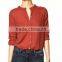Banded Collar Blouse Shirts Two Pockets Casual Fashion Shirts for Ladies