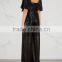 Wholesale Women Apparel Ruffled Sleeves Open Back Black Sequinned Tulle Jumpsuit(DQE0115J)