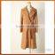High qualtiy big lapel long belted camel wool coat