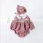 New Model Newborn Baby Clothes Toddler Red Gingham Long Sleeve Bodysuit With Peter Pan Collar Girls Romper