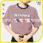 Latest New Model Shirts Crop Tops Women Wholesale Women Striped t Shirt