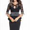 2016 OEM Customized black one piece fashion office lady women dress womens wear