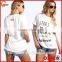 Wholesale round neck short sleeve elongated t shirt women print t shirt