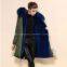 Best sellling high end elgegant long style lake blue women coat for winter
