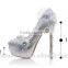Shallow-mouthed shavy wedding women's shoes with a silver nightclub with a silver nightclub WS041