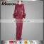 China Muslim Wholesaler Maroon Formal Women Baju Kurung V-neckline Style Two Pieces With Ruffle Sleeves Lady Suit