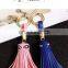 Ladies Evil Eye PU Leather Tassel Flower Keyring Chain Bag Purse Charm Handbag Accessories