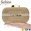 CR Europe designer developed and approved irregular surface straw pattern metal frame long chain silver color ladies clutch bags