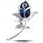  China High Quality Blue Crystal Rhinestone Rose Flower Brooch For Woman