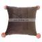 Lovely solid color Velvet pillow case cover with plush ball