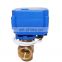 Normally closed 3 Way 1"inch T bore 9V to 35V Electric Actuator Brass ball Valve with Manual Function