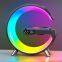 Custom Logo G shaped BT Speaker Multifunctional 9 in 1 Wireless charger For iphone LED RGB Wireless Charger Alarm Clock