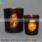 amber glass candle jars and lid electroplated glass candle jar black with leaf votive jars wholesale                        
                                                Quality Choice