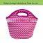 New fabric factory price pink striped insulated neoprene lunch bag