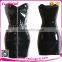 2015 Wholesale women zipper black tight leather dress