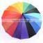 Promotional High Quality Auto Open Straight Rainbow Umbrella, Fashion 16 K Colorful Rainbow Golf Umbrella                        
                                                Quality Choice