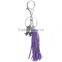 Korea velvet bag tassel keychain with metal plate