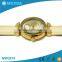 latest watch diamond women girl hot sel high quality PU leather band alloy case 3TM waterproof japan movt golden wrist watch