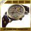 New Retro Skeleton Automatic Mechanical Vintage Leather copper wrist watch