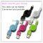 Colorful 80 cm mini retractable usb cable durable and high speed 2.4 A charging current for iphone