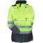 Men's Yellow Nylon Hooded Waterproof Hi Vis Workwear