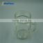 380ml Clear Glass Wide Mouth Square Cups/ Beer Cups/ Coffee Cups with Glass Handles & Plastic Caps