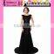 2016 New Summer Ltalian High Quality Long Black Evening Dress Elegant Ladies Sexy Floor-Length Long Black Evening Dress