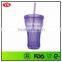 bpa free promotional single wall 16oz plastic tumbler with straw