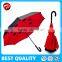 Windproof Double Layer Manual Open C Handle Inverted Umbrella