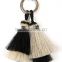 horse hair fly tassel with solid brass ring 6.5" white salt 100% real
