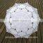White Battenburg Lace Parasol & Bridal Lace Fan Set For Wedding