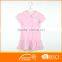 Pure Cotton Pique Turnning Up Neck Baby Solid Pink Dresses