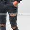 Slim Fit Straight Cut Knee Ripped Acid Wash Jeans Trousers for Men