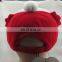 Red polar Fleece flat bill Christmas Hat for Christmas Day christmas hat with antler decoration