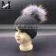 Womens Girls Real Large Raccoon Fur Pom Pom Winter Beanie Hats
