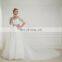 EBL-2828 A scoope Beading top lace Applique 3/4 sleeve low v-back satin sash tulle long train Graceful bridal ball dress