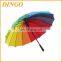 top quality aluminum straight umbrella, custom printing rainbow color umbrella