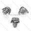 2017 cz stone stainless steel skull ring head