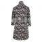 Floral Print Turtle Neck Senior Women Autumn Dress Clothing