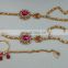 Beautiful Indian Style Colorful Pink Pearl & Gold Raani Necklace with Earring Tikka