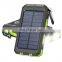 Waterproof Portable 10000mah Solar Mobile Power Charger With LED Lights