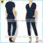 Adult jumpsuit pajama cross front v-neckline sleeveless jumpsuit
