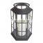 Set Of 3 Black Hexagon High Chimney Living Room Led Iron Candle Lantern On Sale