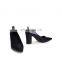 Women beautiful design black snake color block heel court shoe pointed toe sandals shoes (sandalias mujer)