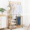 Bamboo Hanging Clothes Rack With Hooks And Wheels Bamboo Clothes Rack For Store Bedroom Living Room